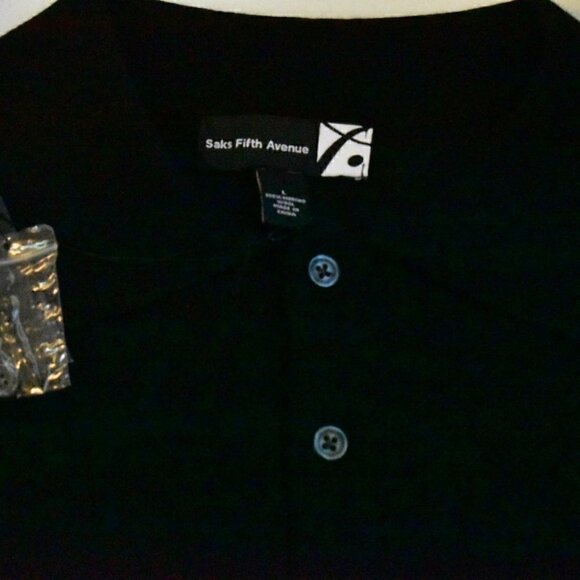 Saks Fifth Avenue Australian Extra Fine Wool Long Sleeve  Black Sweater Size L - Picture 6 of 13